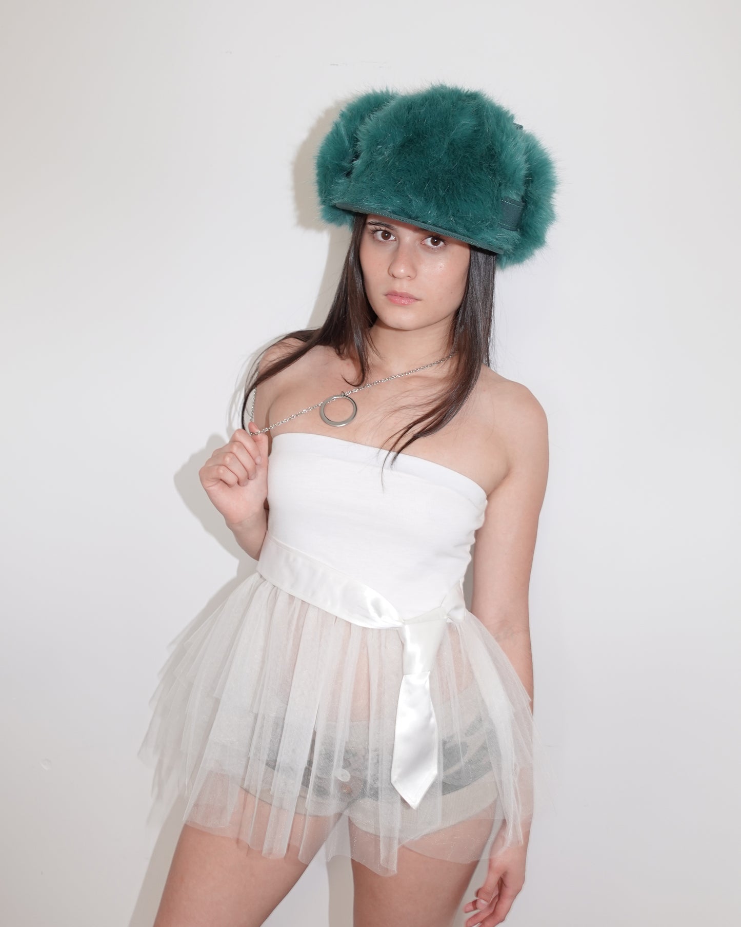 tutu necktie bandeau top, ivory
