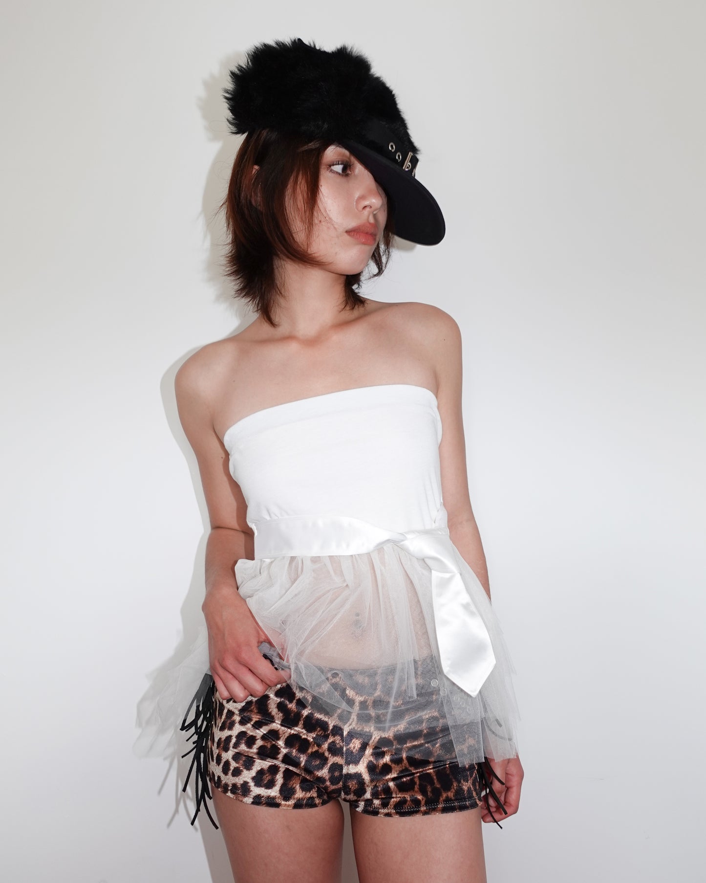 tutu necktie bandeau top, ivory