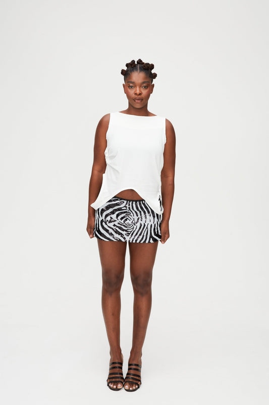 malay mini skirt, zebra sequin - Sourtai -
