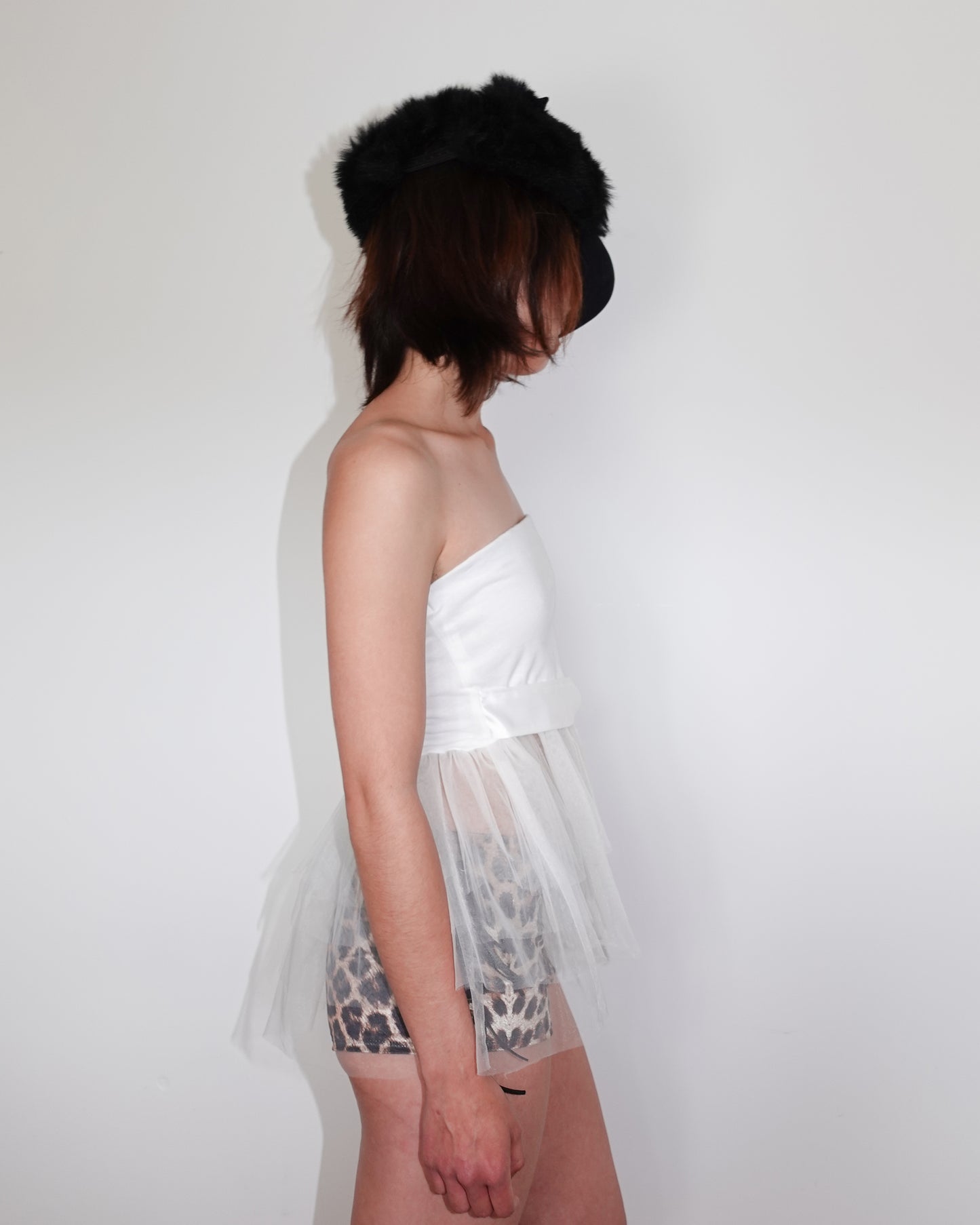 tutu necktie bandeau top, ivory