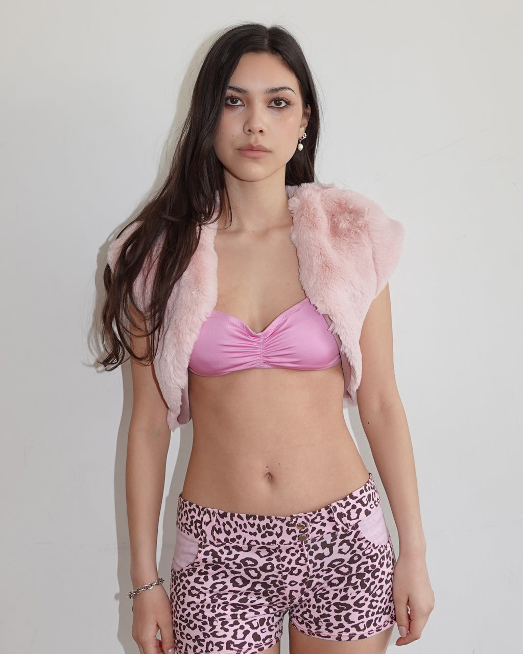 fur bolero, baby pink