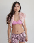 fur bolero, baby pink