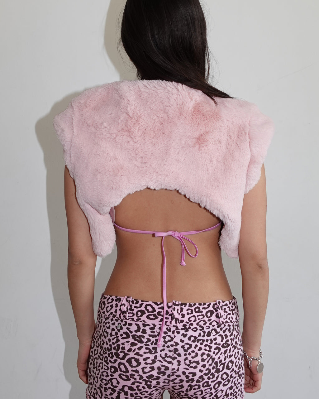fur bolero, baby pink