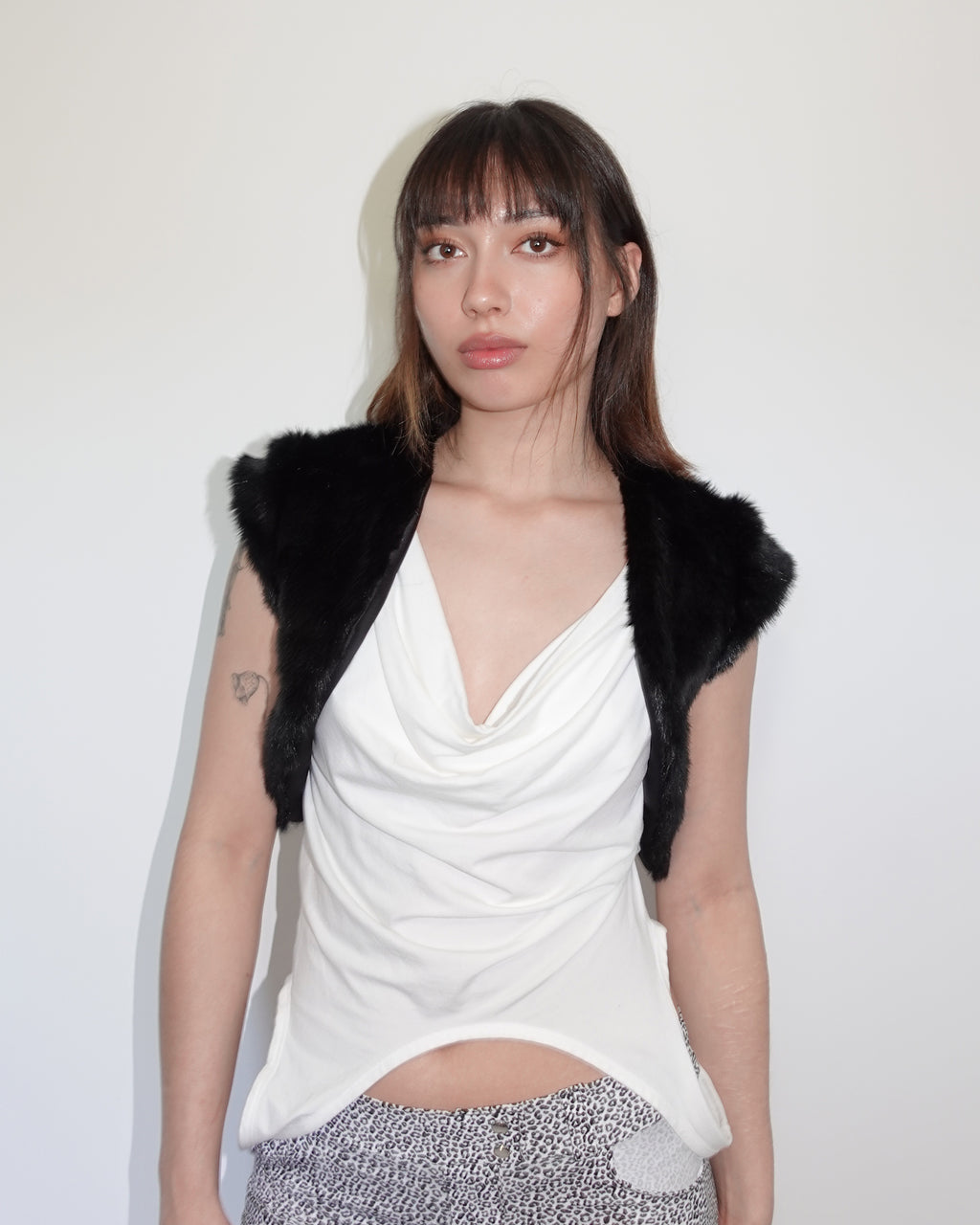 fur bolero, black
