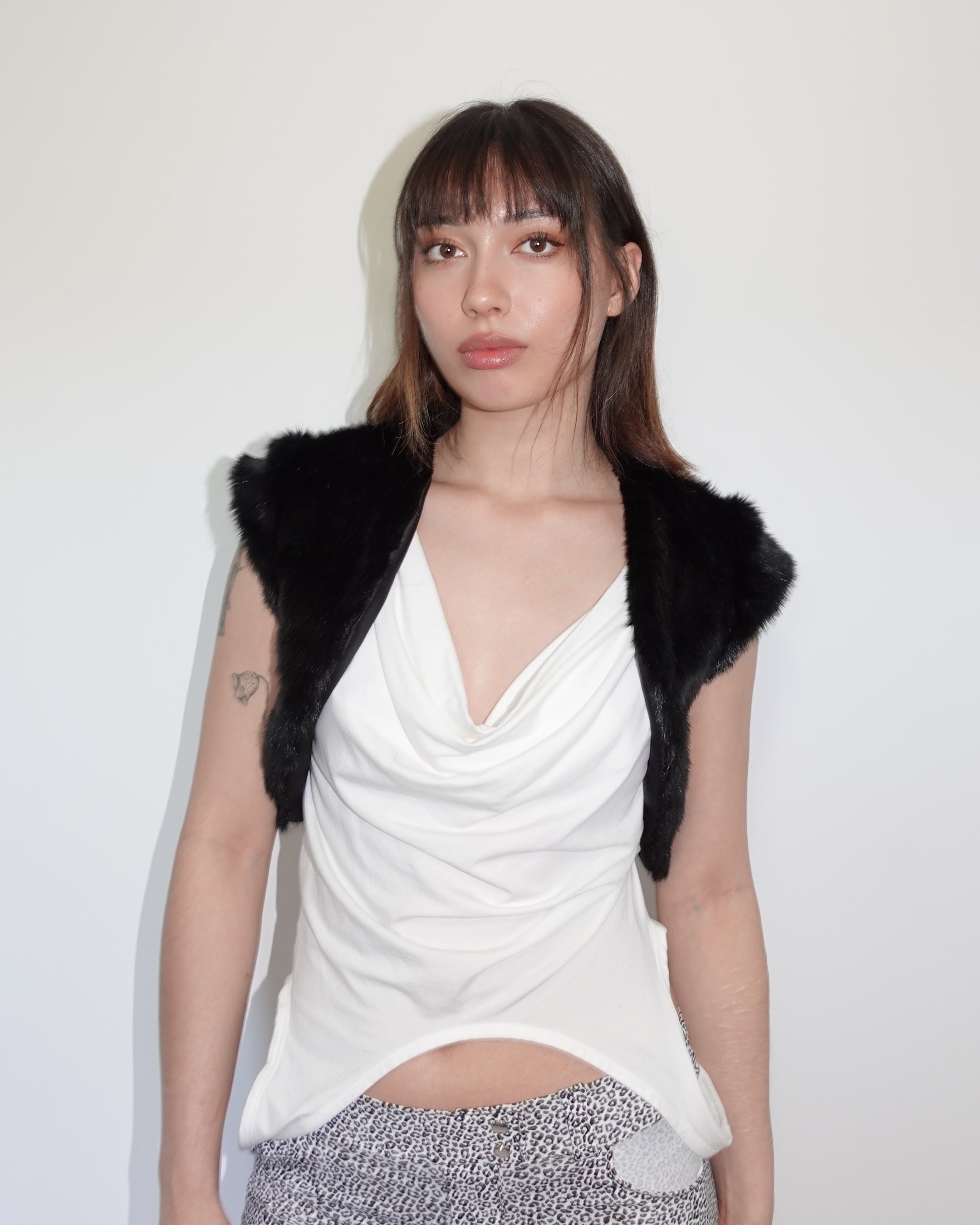 fur bolero, black