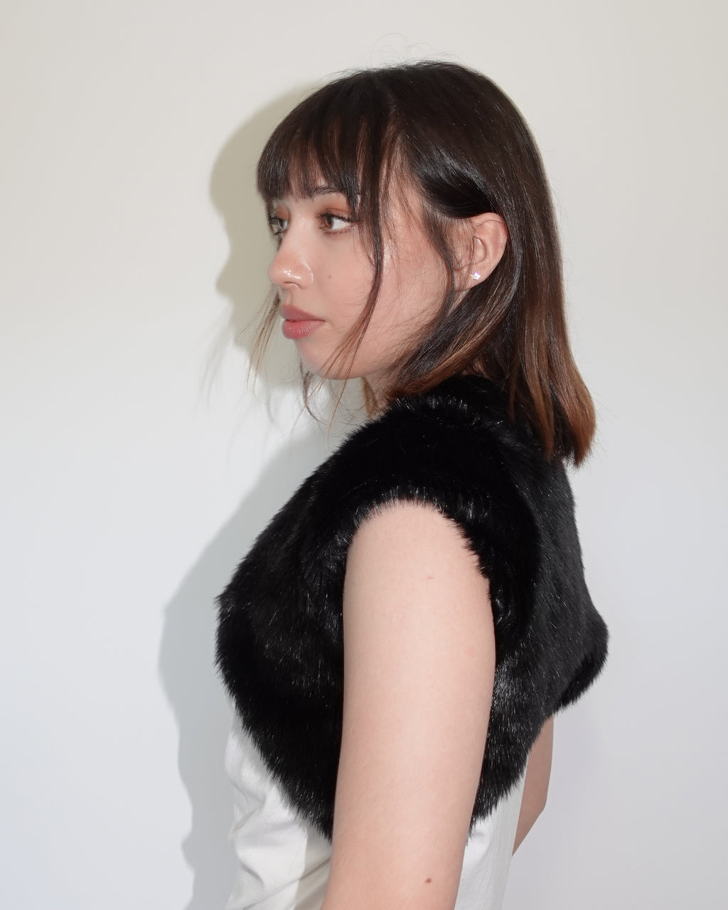 fur bolero, black