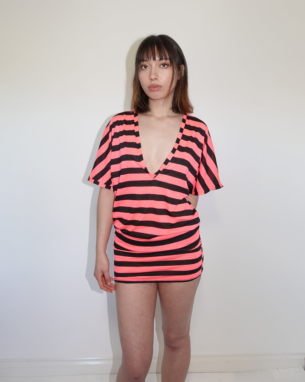 anders dress, pink & black stripe