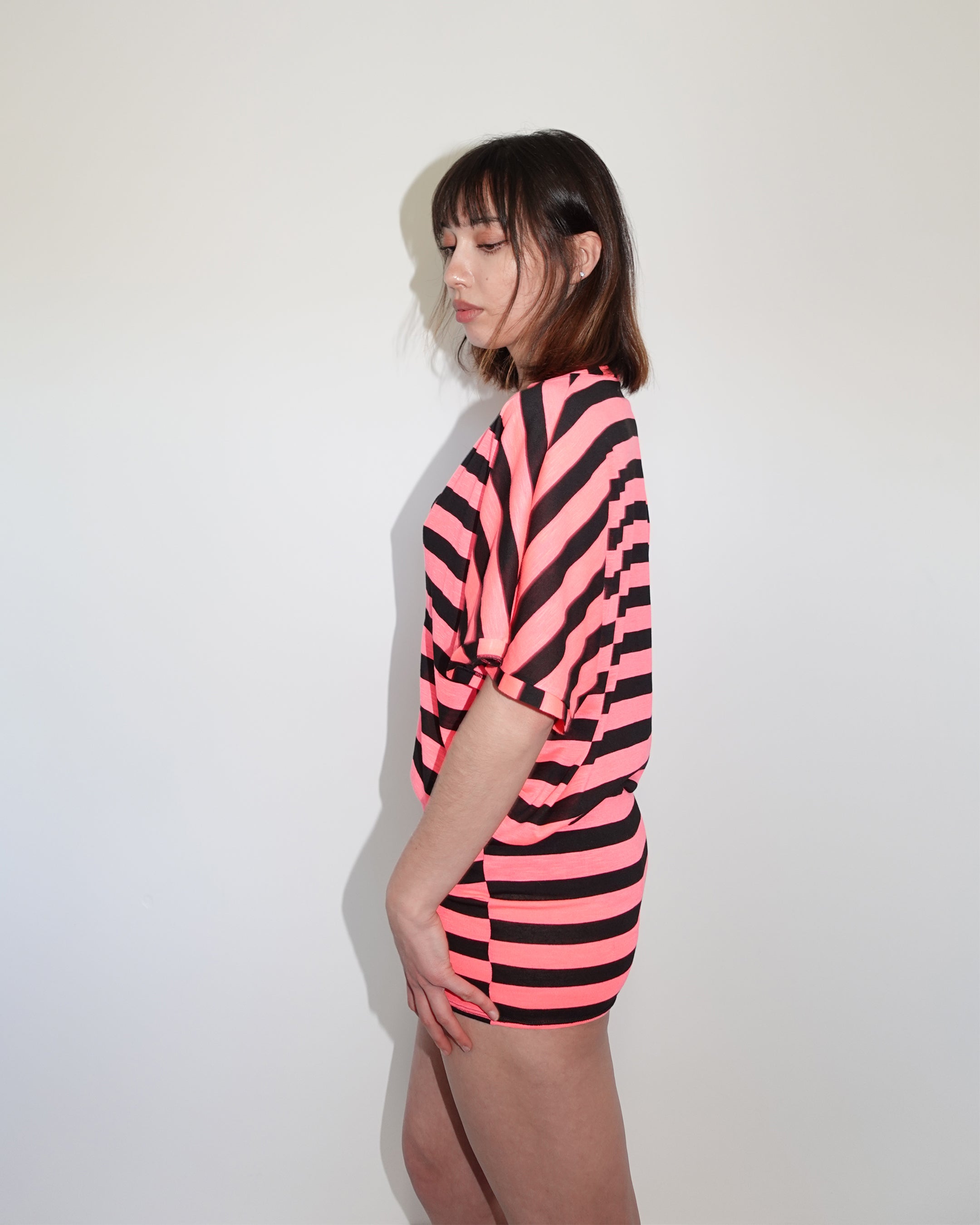 anders dress, pink & black stripe