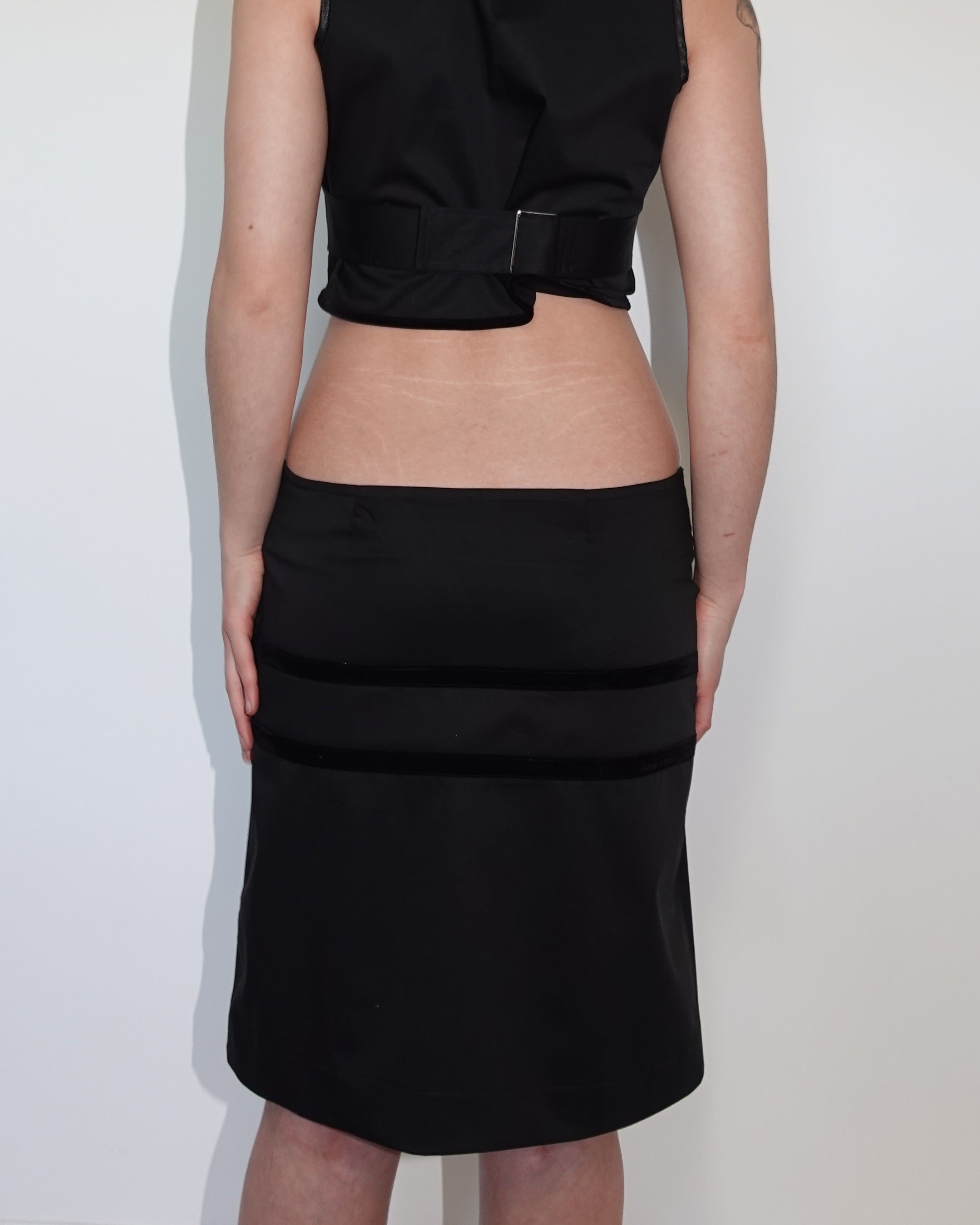 studded jyane a line skirt, black