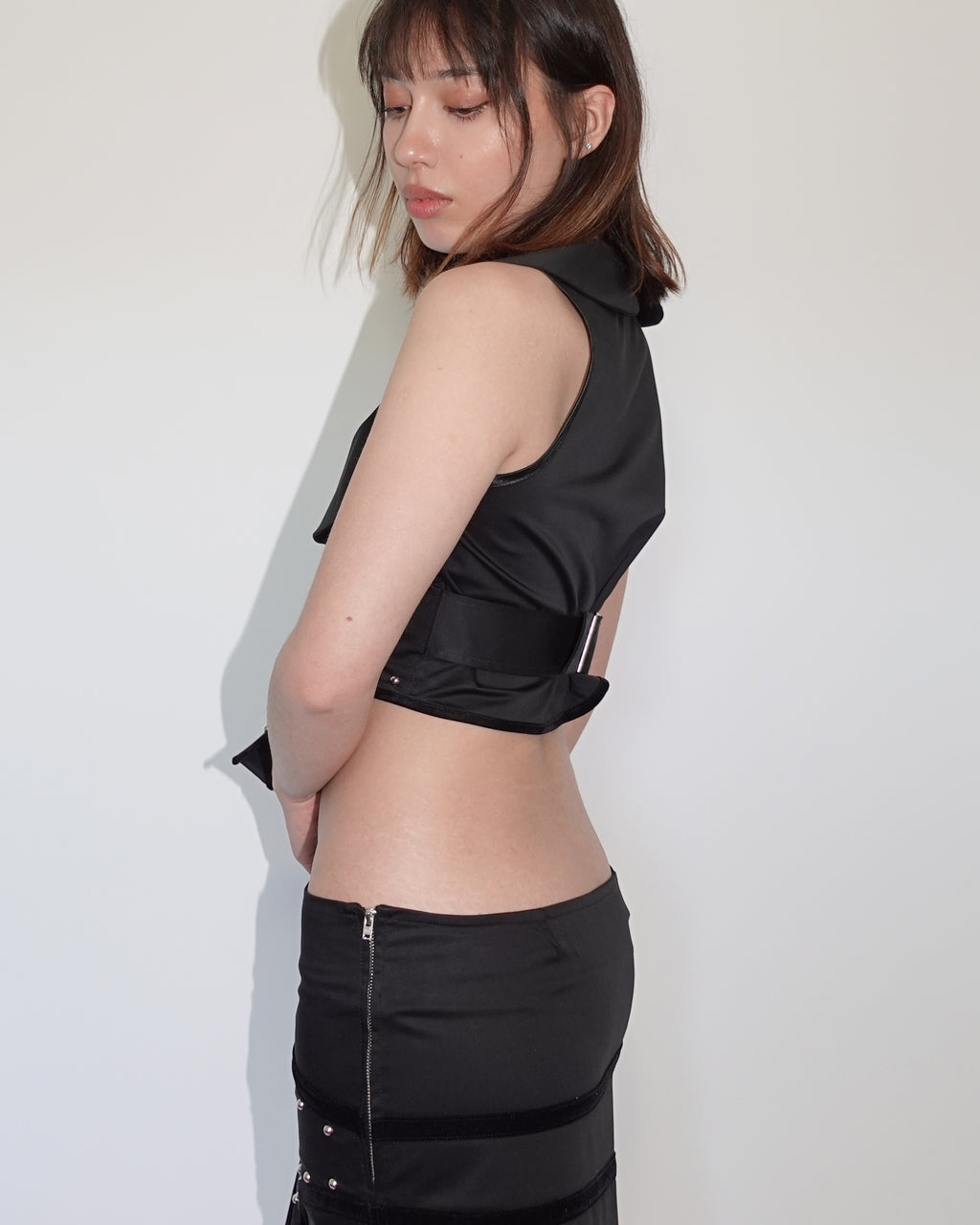 studded marjy top, black