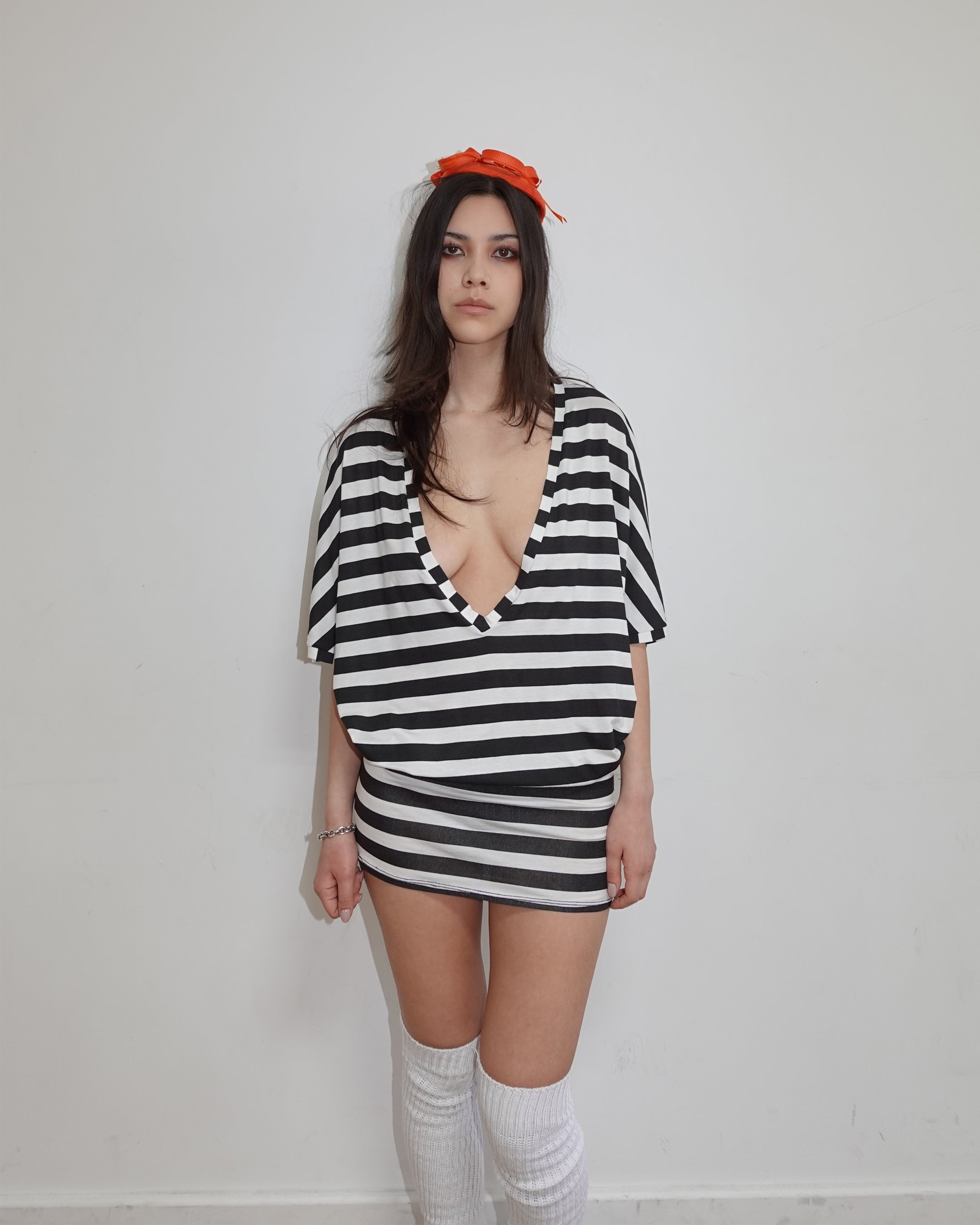 anders dress, black & white stripe