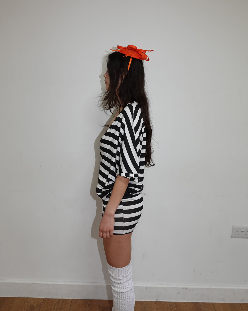anders dress, black & white stripe