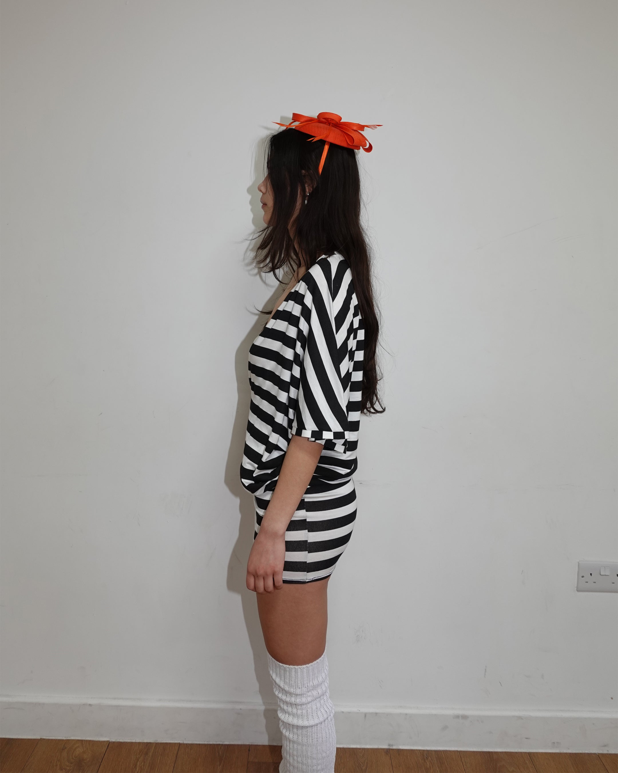 anders dress, black & white stripe