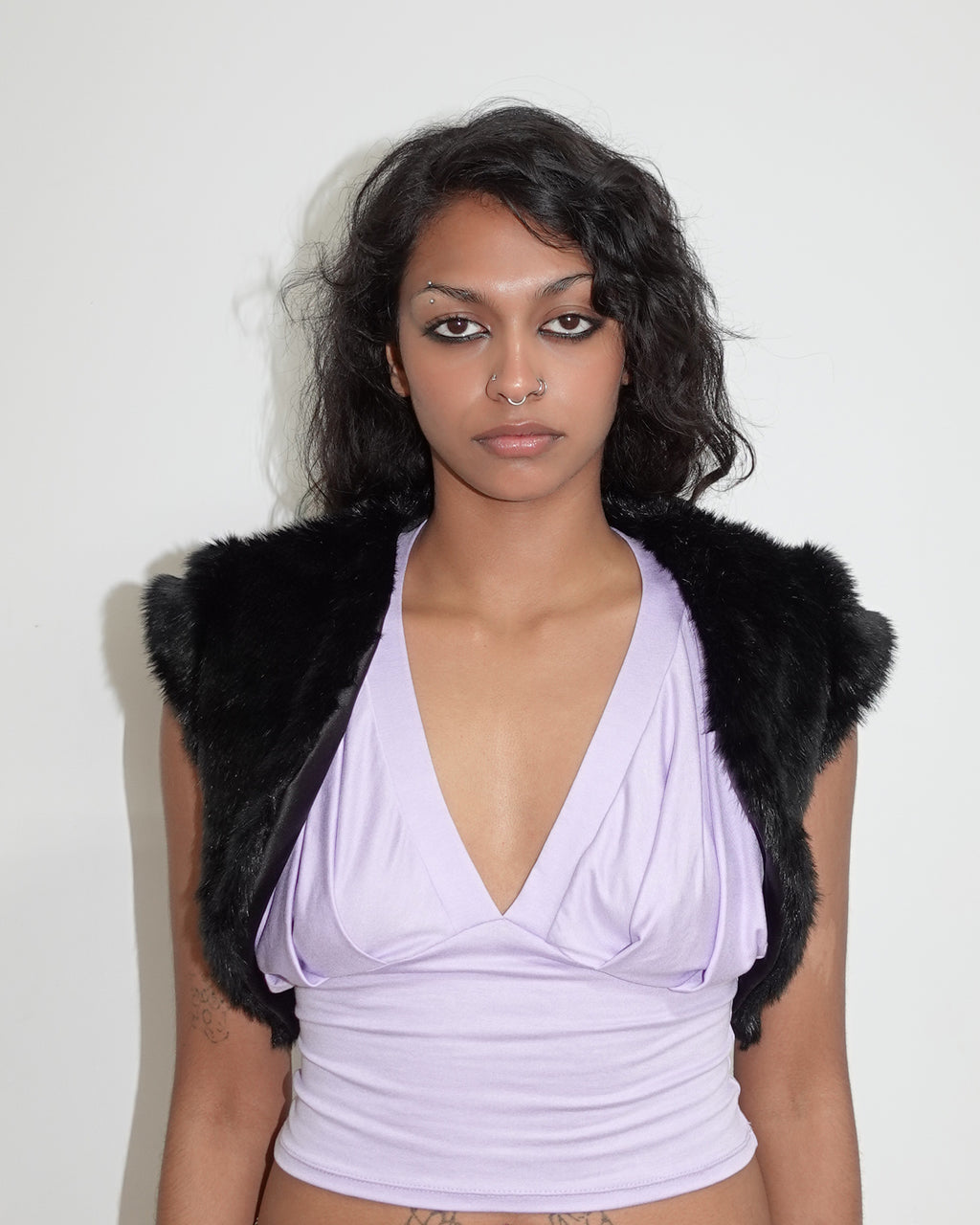 fur bolero, black