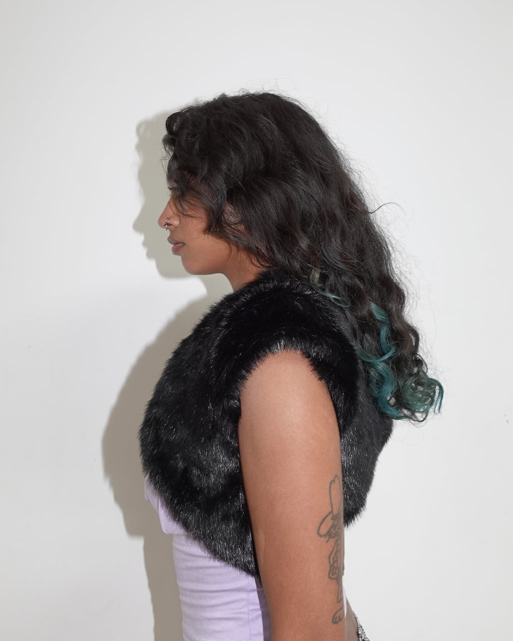 fur bolero, black