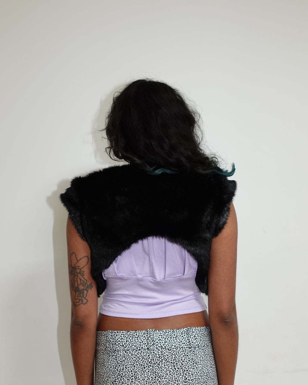 fur bolero, black