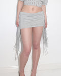 studded fringe skort, grey