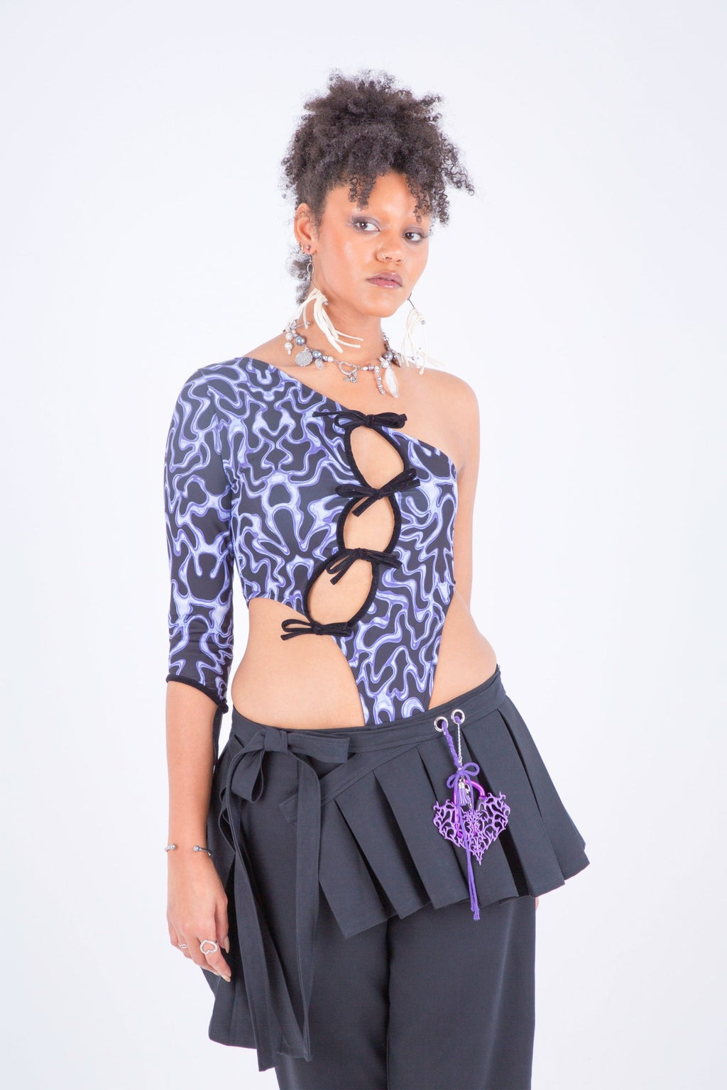 Mercurial Kiss Bodysuit, black & purple - Sourtai - Bodysuit High Cut Bodysuit