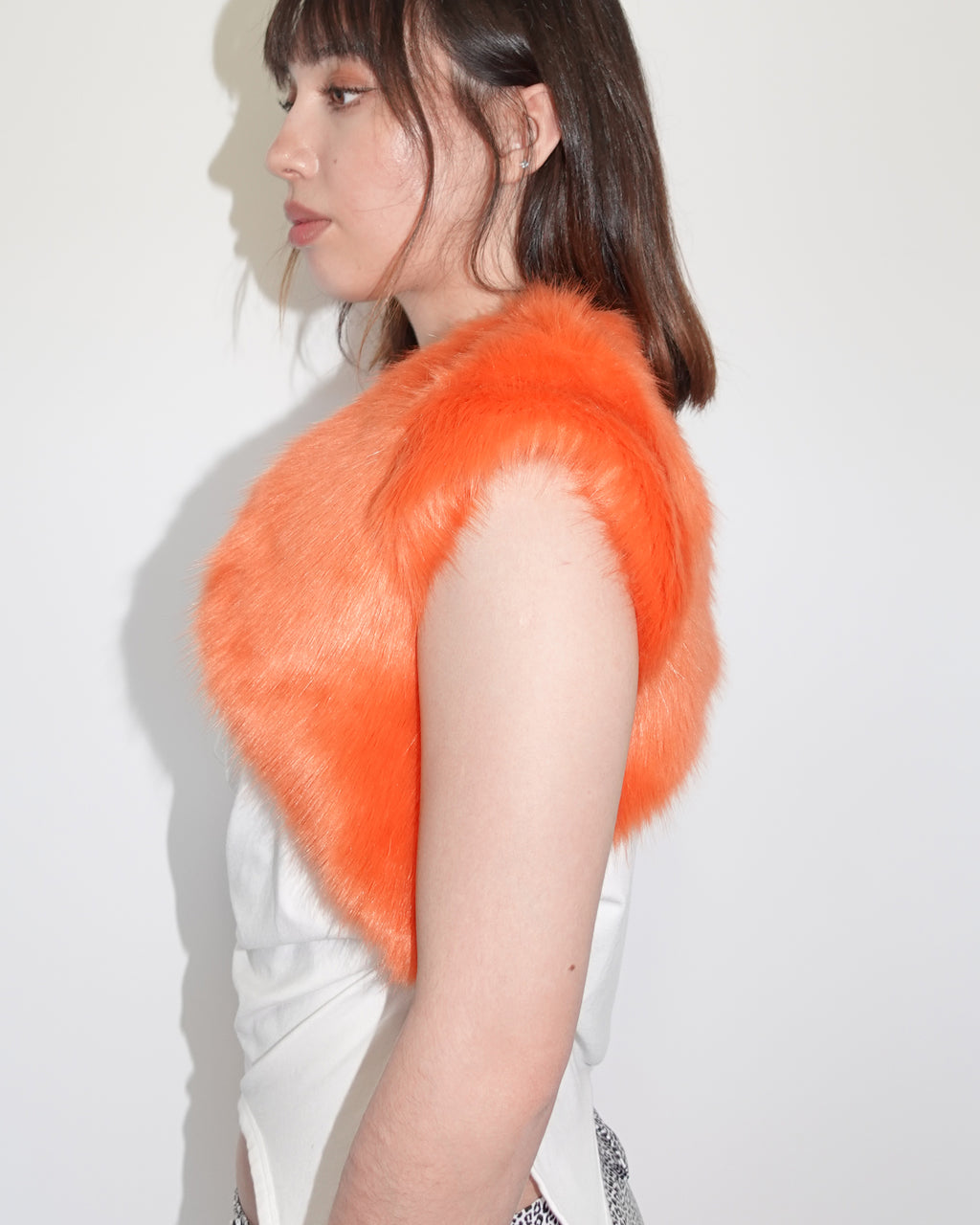 fur bolero, orange