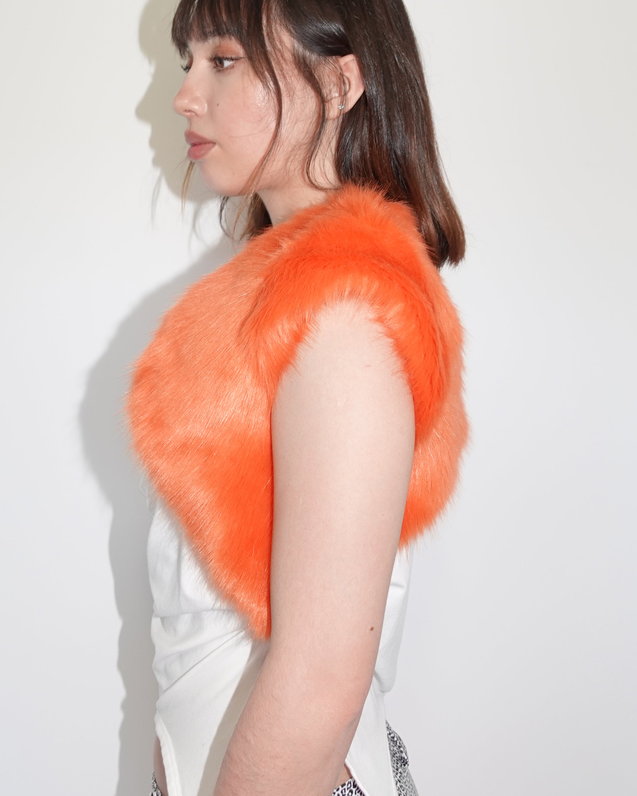 fur bolero, orange
