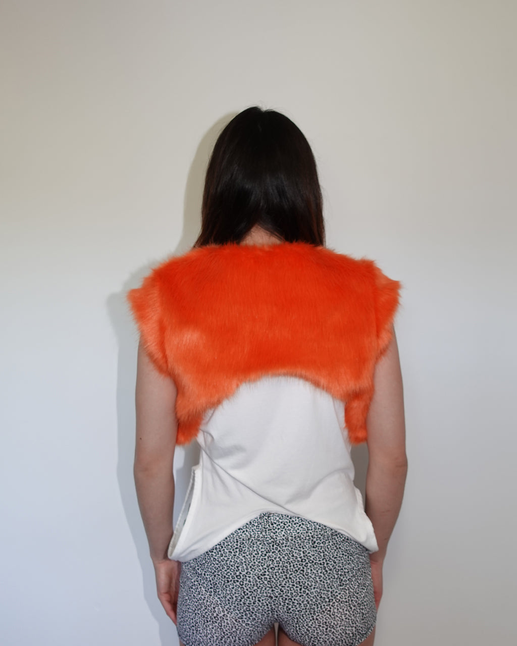 fur bolero, orange