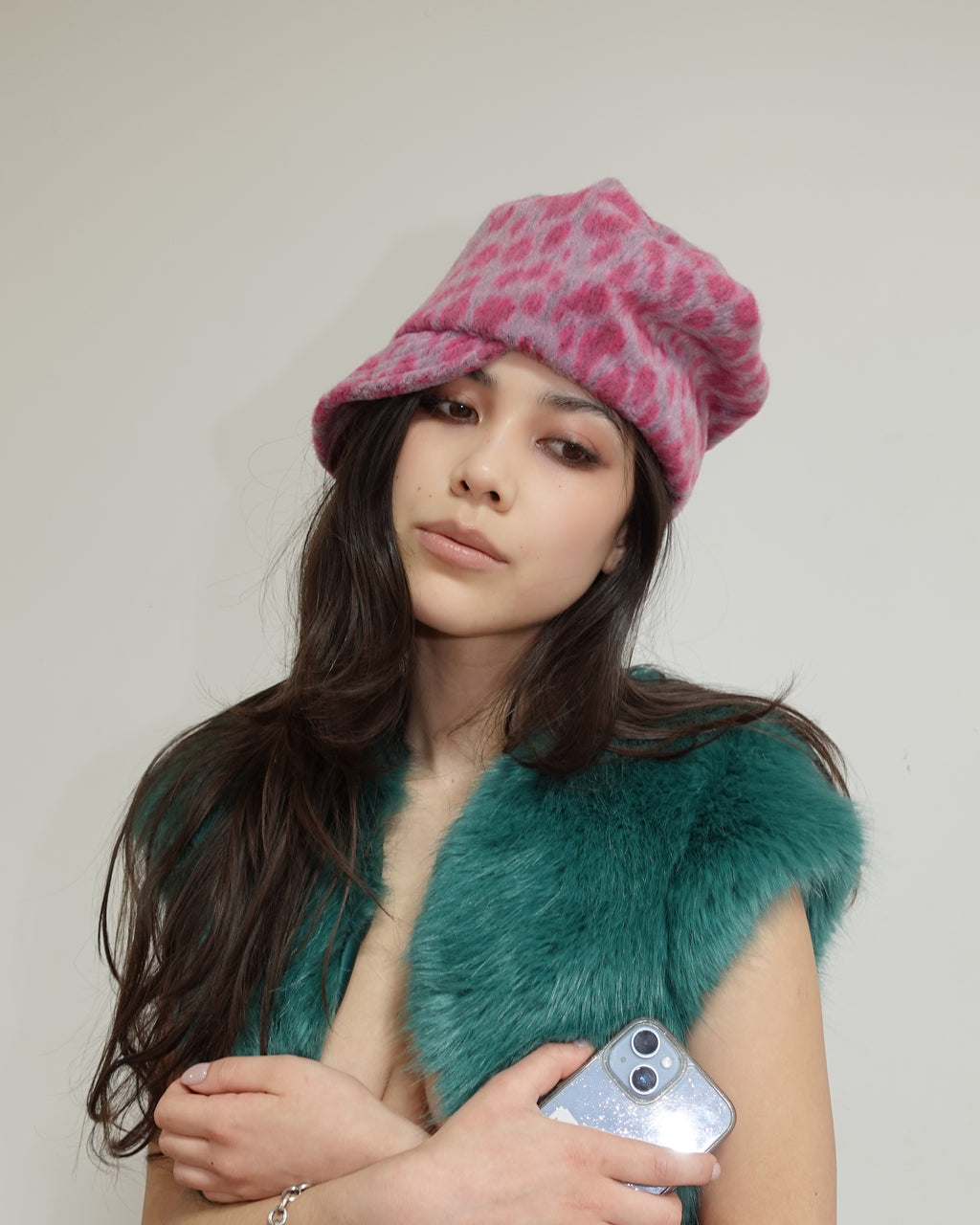 leopard hat, pink