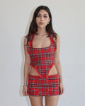 marjy top, red tartan
