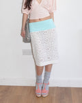 lucy up cycled midi skirt, aqua waistband